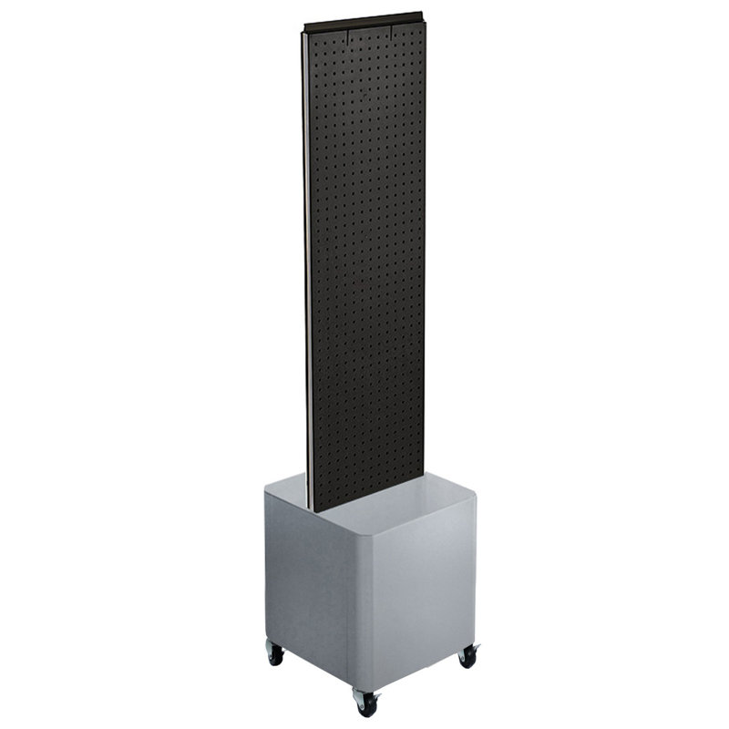 Two-Sided Pegboard Floor Display on Wheeled Studio Base. Panel Size: 13.5"W x 44"H