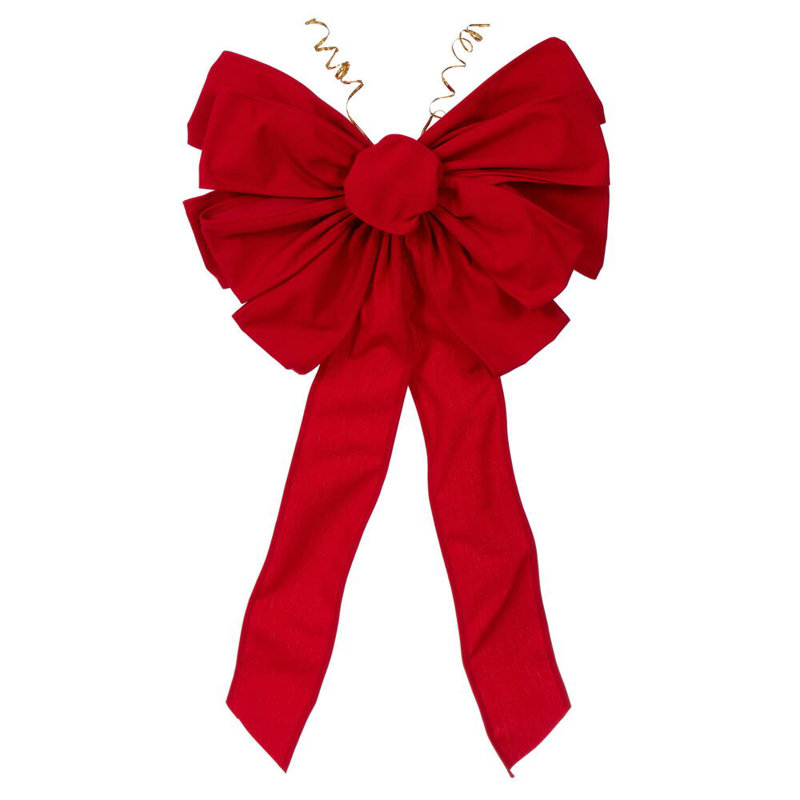 Astoria Grand 18" x 25.5" Red Canvas 11-Loop Hand Tied UV Bow 4" Size Ribbon