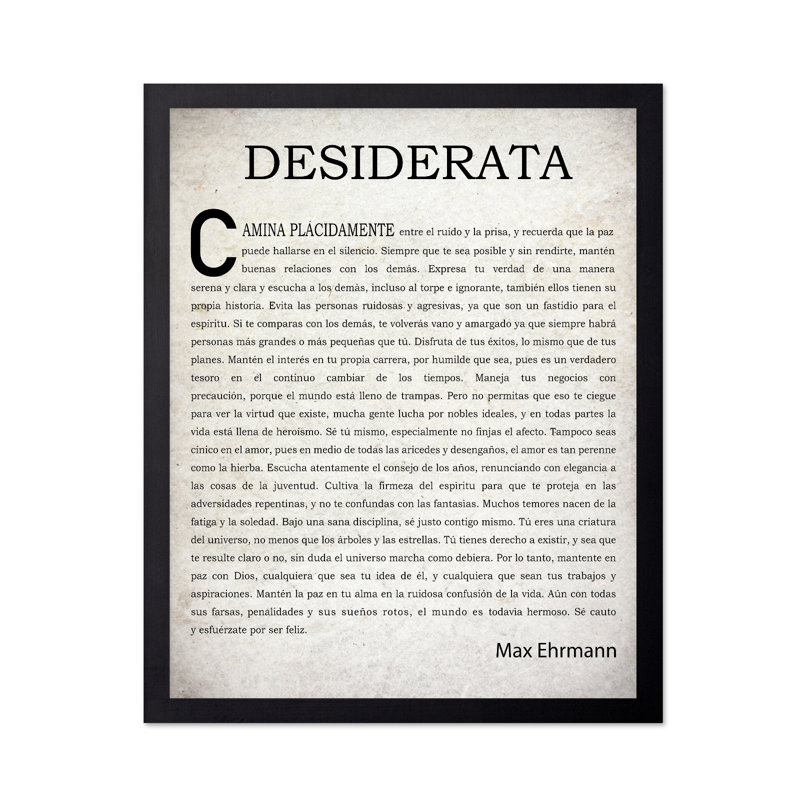 Max Ehrmann Desiderata, Sans cadre, Affiche, H 08 po x l 10 po