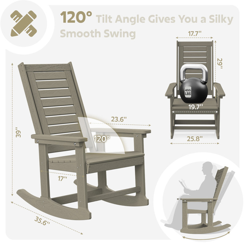 Chaise Adirondack berçante Hdpe (ensemble de 6), Bois