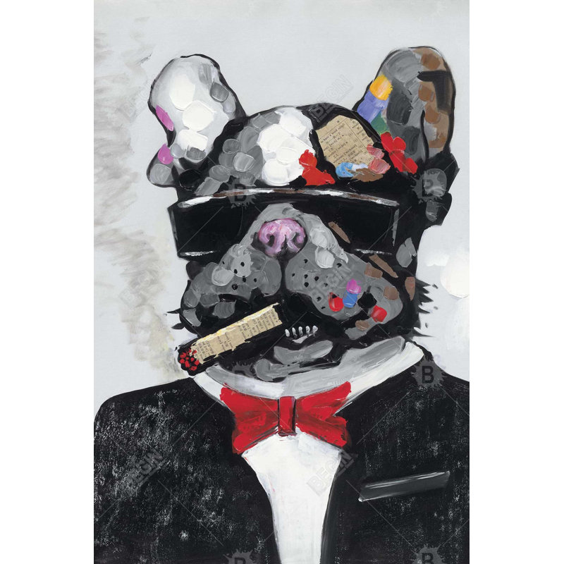 Smoking gangster bulldog Bath Mat with Non-Slip Backing - Quick Dry Memory Foam Bathroom Rug - Absorbent - Modern Plush Spa-Style - Machine Washable