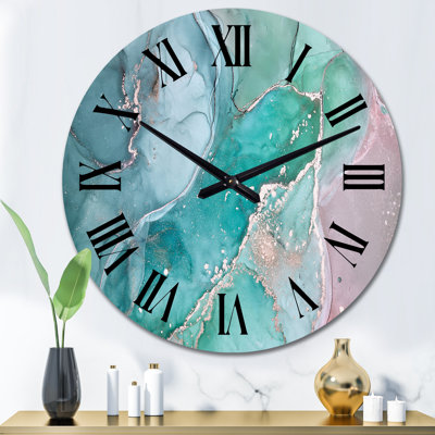 Marbre turquoise abstrait - horloge murale moderne
