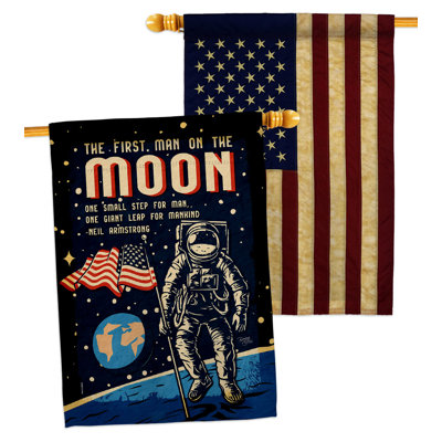 First Men On Moon 2Sided Polyester 40 x 28 in House Flag
