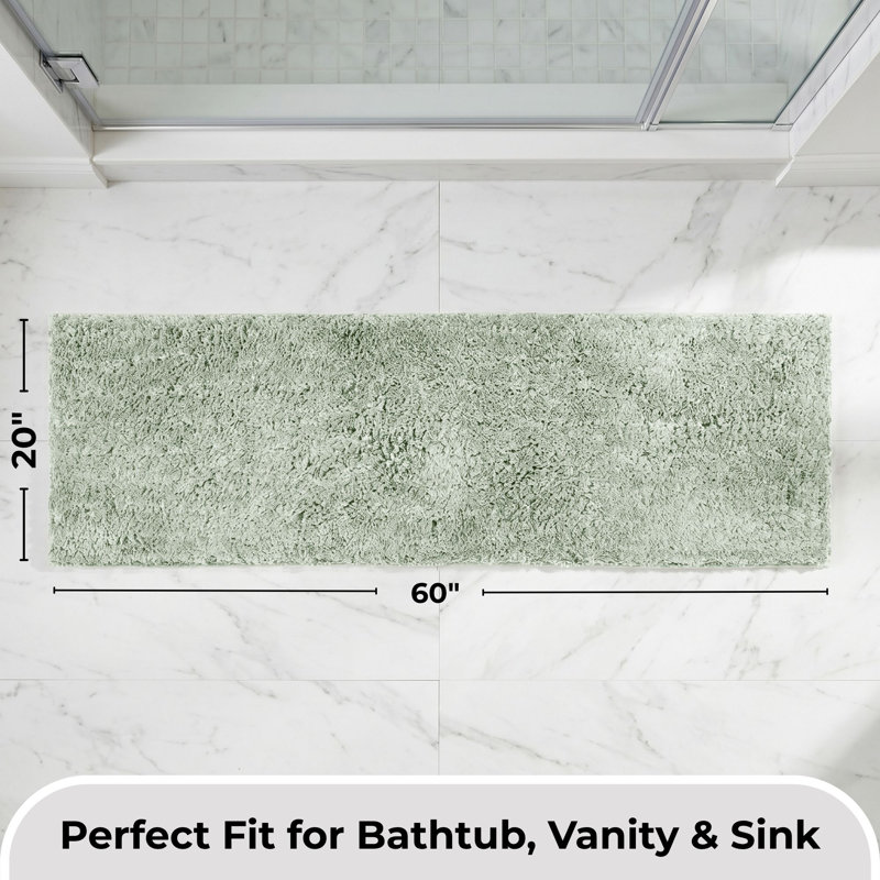 Better Trends Haven Collection 100% Polyester 2100 GSM Bath Runner Rug, Non-Slip TPR Backing , 20" x 60" Soft, Absorbent & Quick Dry Rug for Bathroom, Shower, Tub, Dark Sage