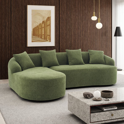 Canapé modulaire en L à compression avec méridienne incurvée - canapé modulaire en chenille désossé, mousse 30D haute densité - canapé-lit minimaliste pour salon, chambre à coucher, appartement, salon - aucun assemblage requis