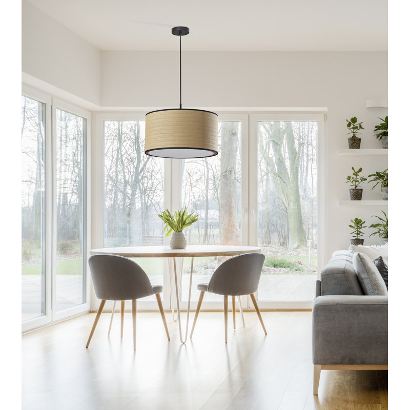 Grand luminaire suspendu Kinnear, Noir, Naturel / noir / blanc