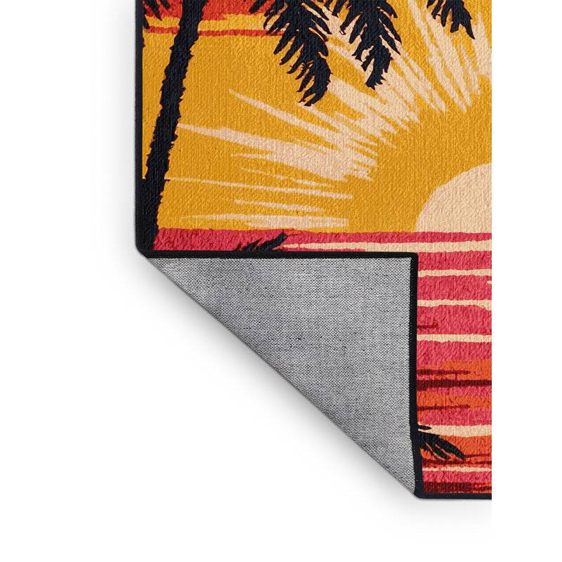  Tapis lavable hawaïen au lever du soleil tropical, Rectangulaire 7 pi x 10 pi