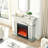 Artificial Crystals Fireplace, Electric 750W Heating, 3D Flames, Remote, Protected, Black Portable Unit For Living Room Door Fireplace Cabinet, Led Adjustable Heat, Energy Efficient, Bedroom