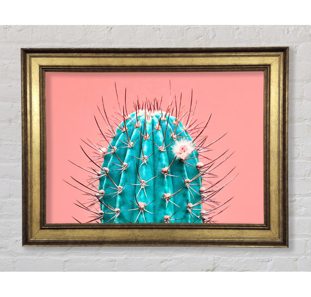 Teal Cactus - Einzelner Bilderrahmen Kunstdrucke