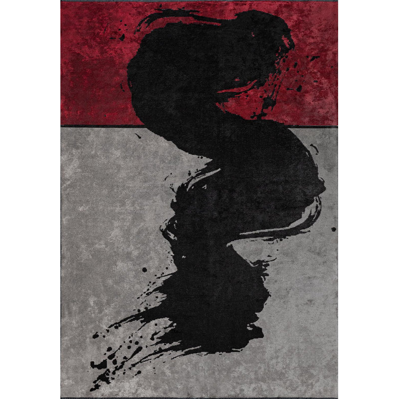 Modern Abstract Brush Stroke Area Arug, Rectangle 9'10" x 14'