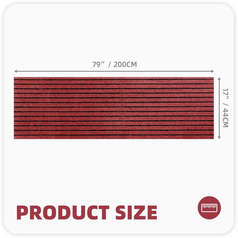 Tapis de cuisine Danyielle, Tapis de couloir 1 pi 5 po x 6 pi 7 po, Rouge