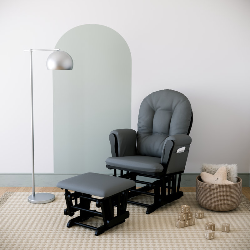 Fauteuil oscillant avec repose-pieds Hoop, Noir, gris