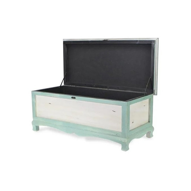 Abril Linen Upholstered Storage Bench, Green