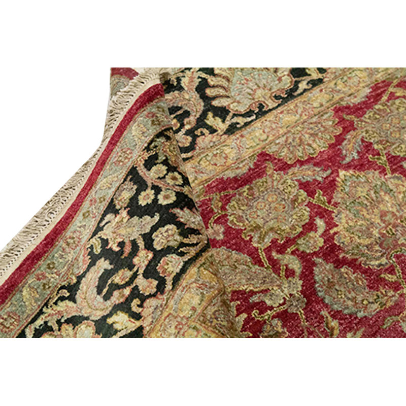 Tapis rouge et noir noué à la main de haute qualité