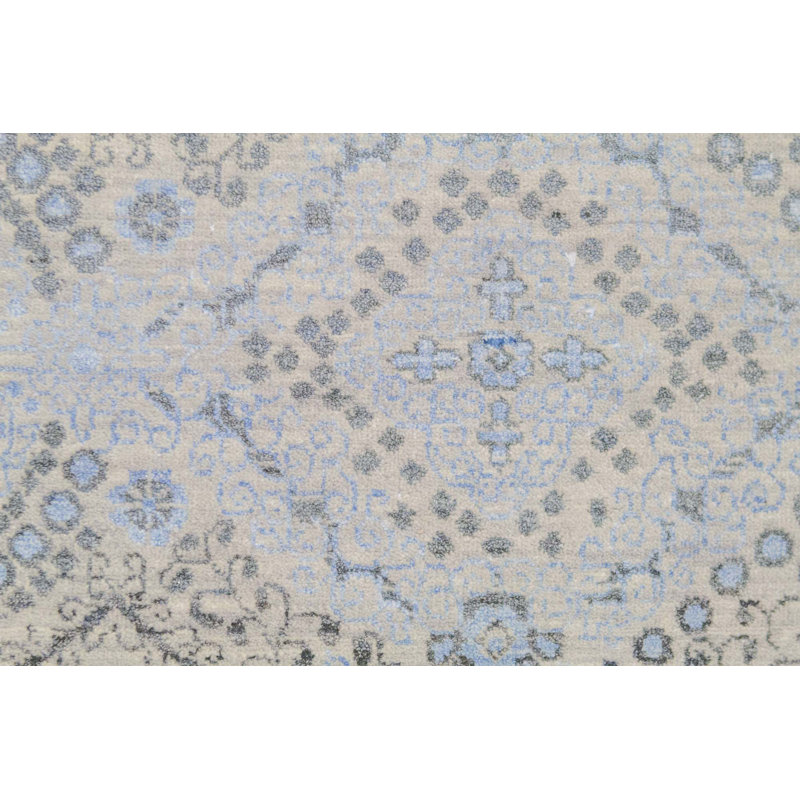 Hand-Knotted High-Quality Silver and Blue Area Rug