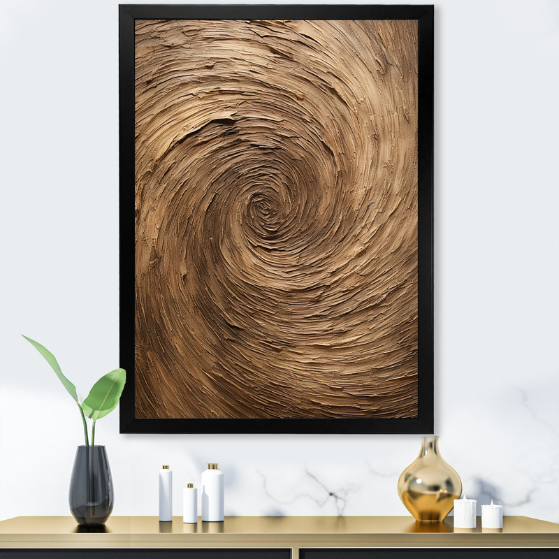 «Brown Calm Current Spiral - Abstract Spirals», art mural, salon_106074, H 40 po x l 30 po x P 1,5 po, Cadre photo noir