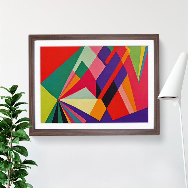 XH1022-8680X Suprematism Art Abstract Vol.4 1 Piece Single Picture Frame Painting, 25cm H x 34cm W x 2cm D, Walnut