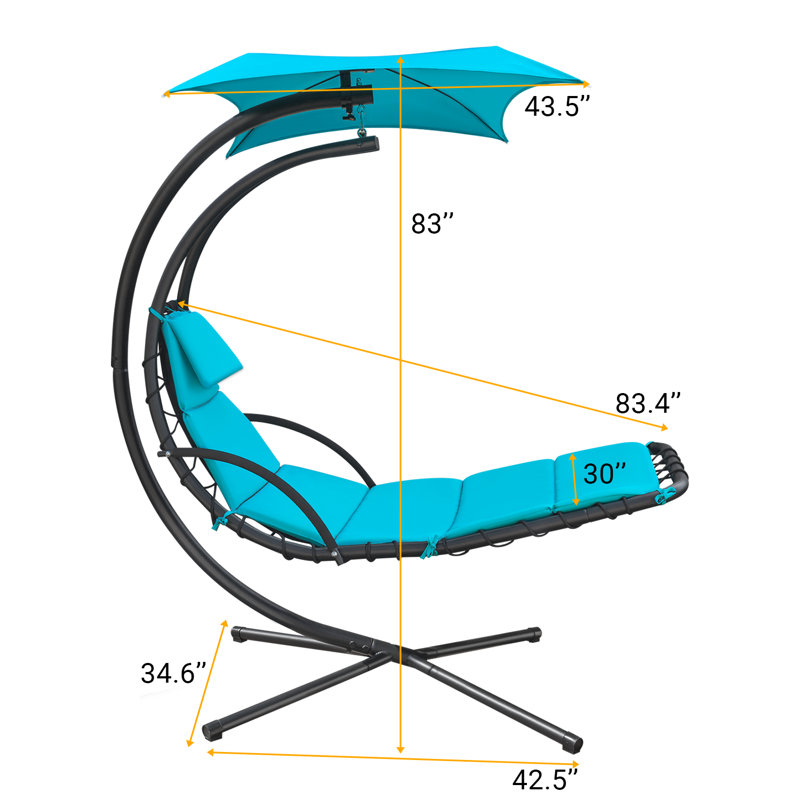 Chaise longue suspendue avec support Gellert, Bleu
