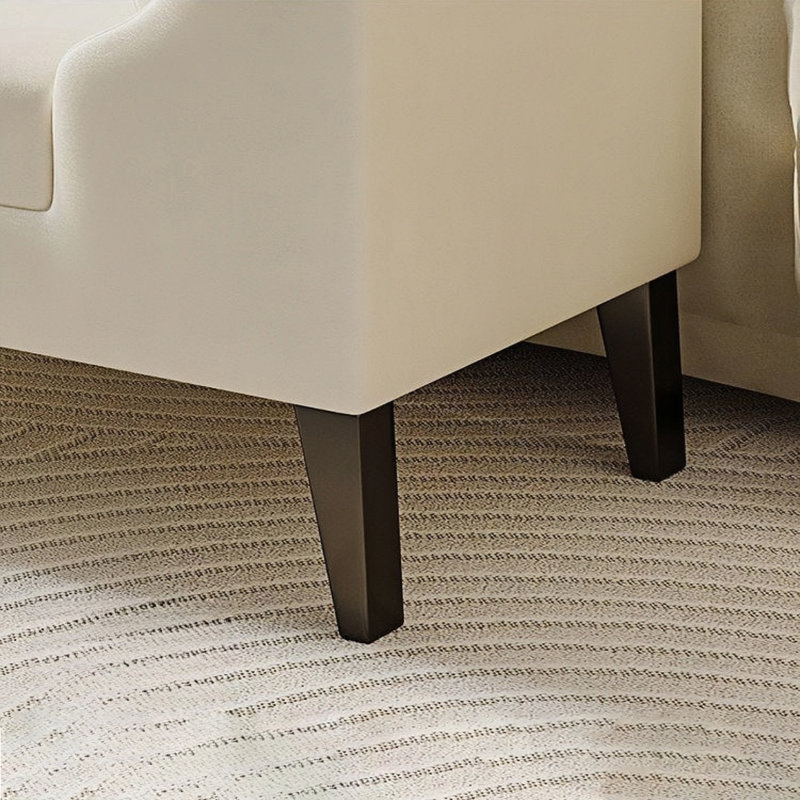 Banc rembourré en microfibre / microsuède de conception simple, Blanc cassé, H 21,65 po x l 70,86 po x P 21,65 po