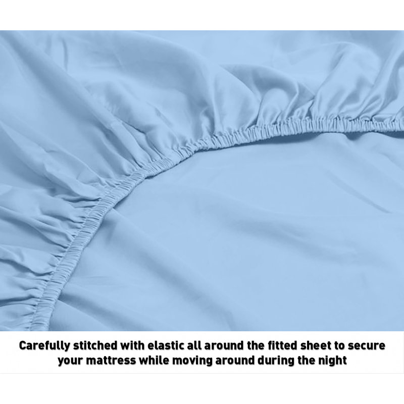 Ensemble de draps Matiah, Bleu, Ensemble de draps pour lit simple avec un drap-hou