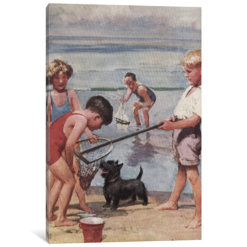 « beach fishing », reproduction d’art sur toile, H 12 po x l 8 po x P 0,75 po