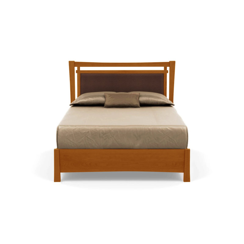 Lit plateforme en tissu d’ameublement Monterey, Double, Café en cuir, Cerise d'automne
