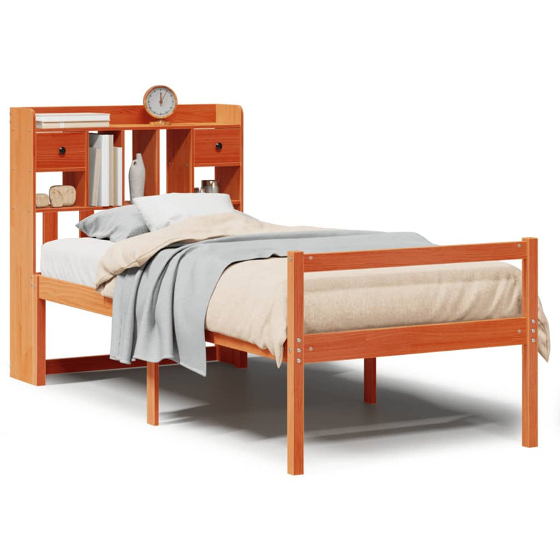 29-15 Solid Wood Bed, 75 x 190 cm, Wax Brown