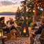 Chauffage de terrasse à granules de bois de 70 000 BTU, chauffage extérieur sur pied avec roulettes et fenêtres vitrées, idéal pour les patios, les terrasses et les espaces commerciaux.