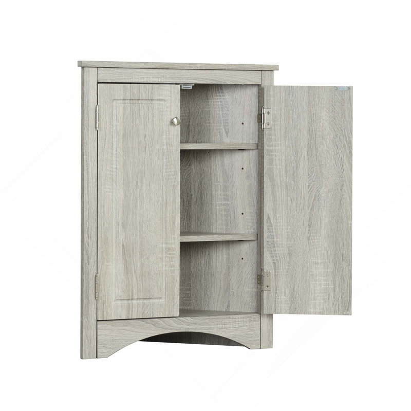 Modern MDF Board Triangle Corner Bathroom Storage Cabinet With Adjustable Shelf, Oak