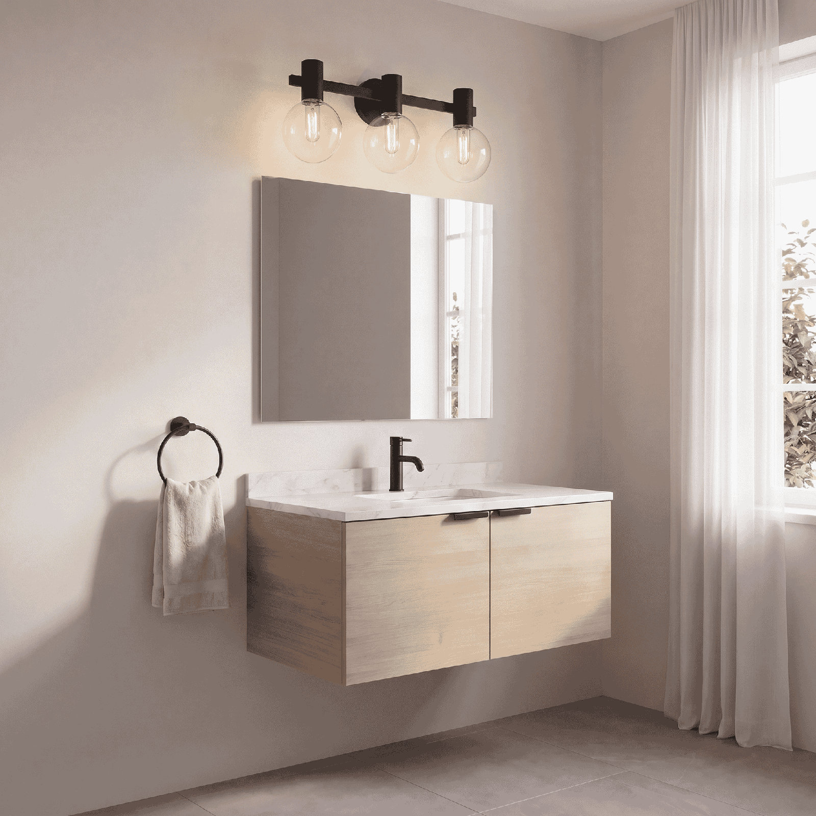 Roelf 3-Light Bath Sconce, Matte Black