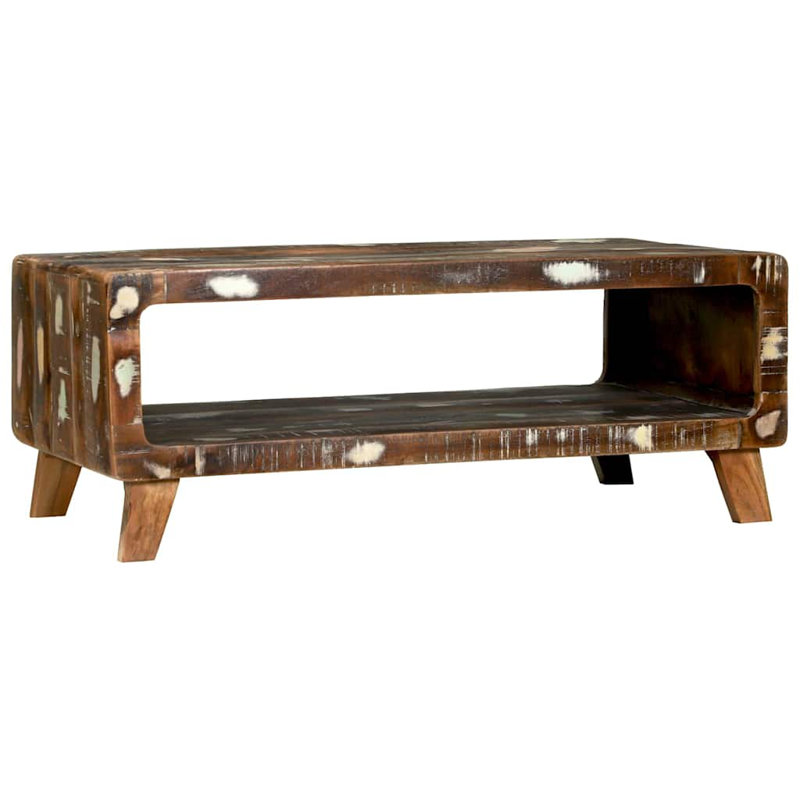 Solid Wood Coffee Table with Storage, Dark Brown
