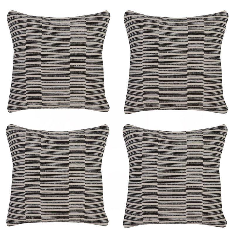 Ensemble de 4 coussins décoratifs tissés à rayures bicolores