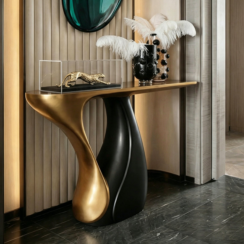 Console Modern Luxury, Gold / Black, Gold, Black