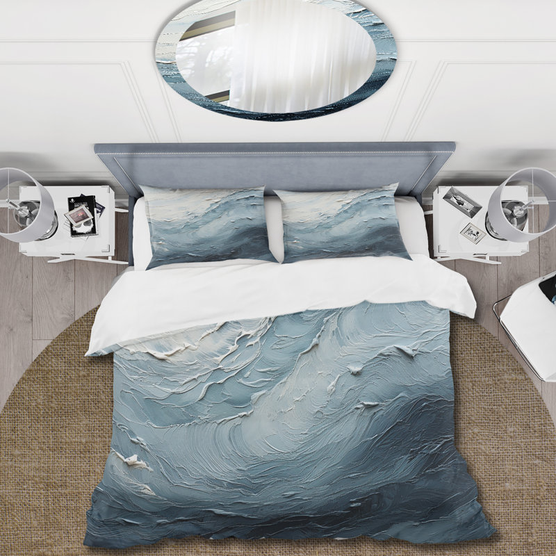 Minimalisme, peinture noire et bleue Wave II - ensemble de housse de couette bord de mer