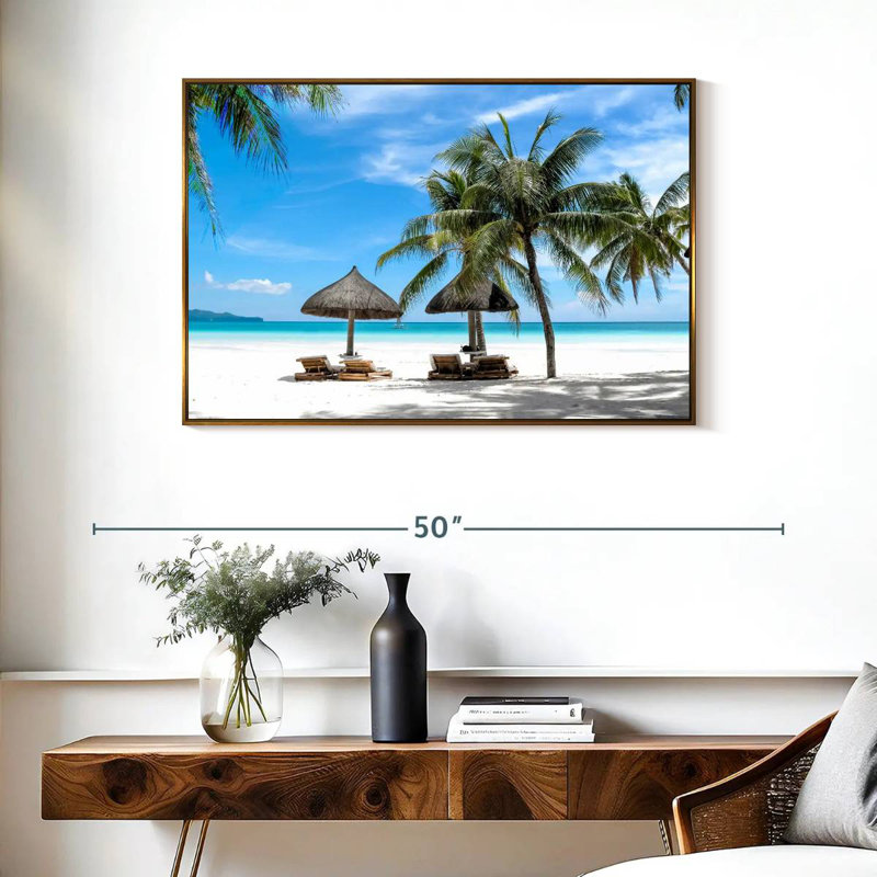Bord de mer Boracay, Cadre flottant doré, 37 po x 25 po