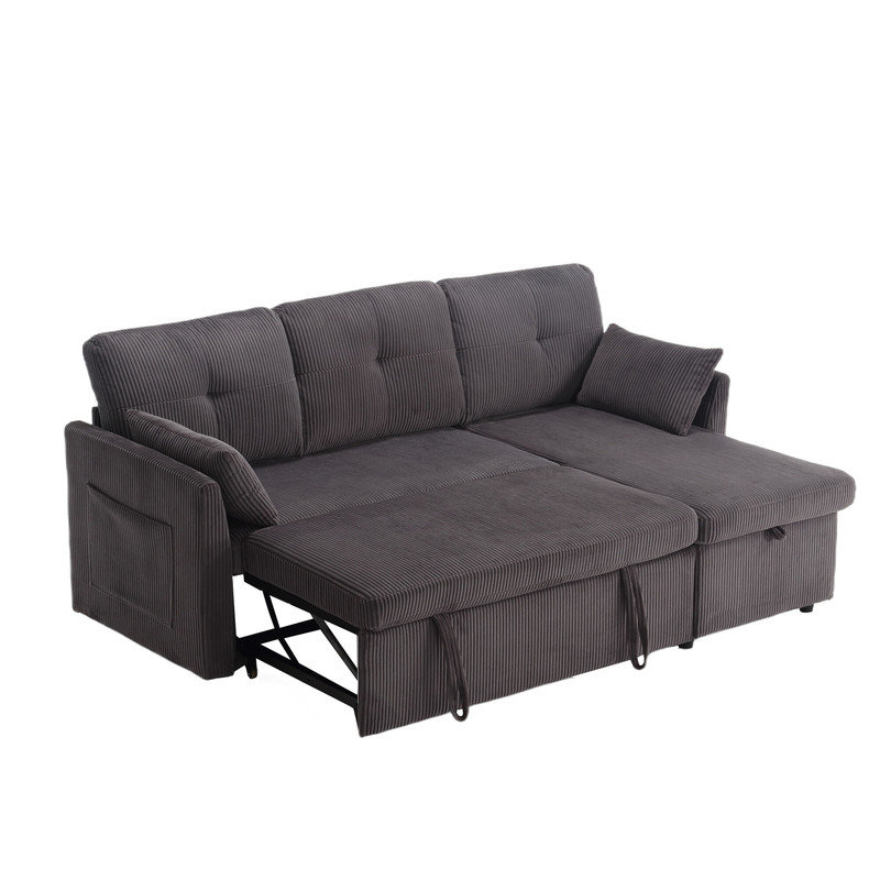 Corduroy Sectional, Grey