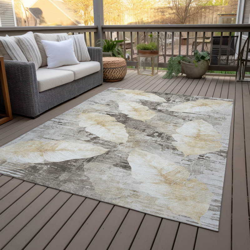 Machine Washable Indoor/Outdoor Arline ACN2172 Floral Rug, Rectangle 2'6" x 3'10"