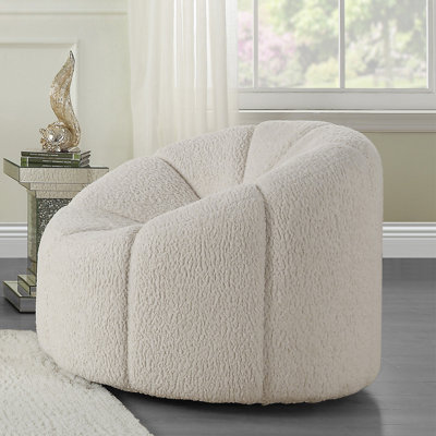 Chaise avec sherpa pivotant blanc Teddy