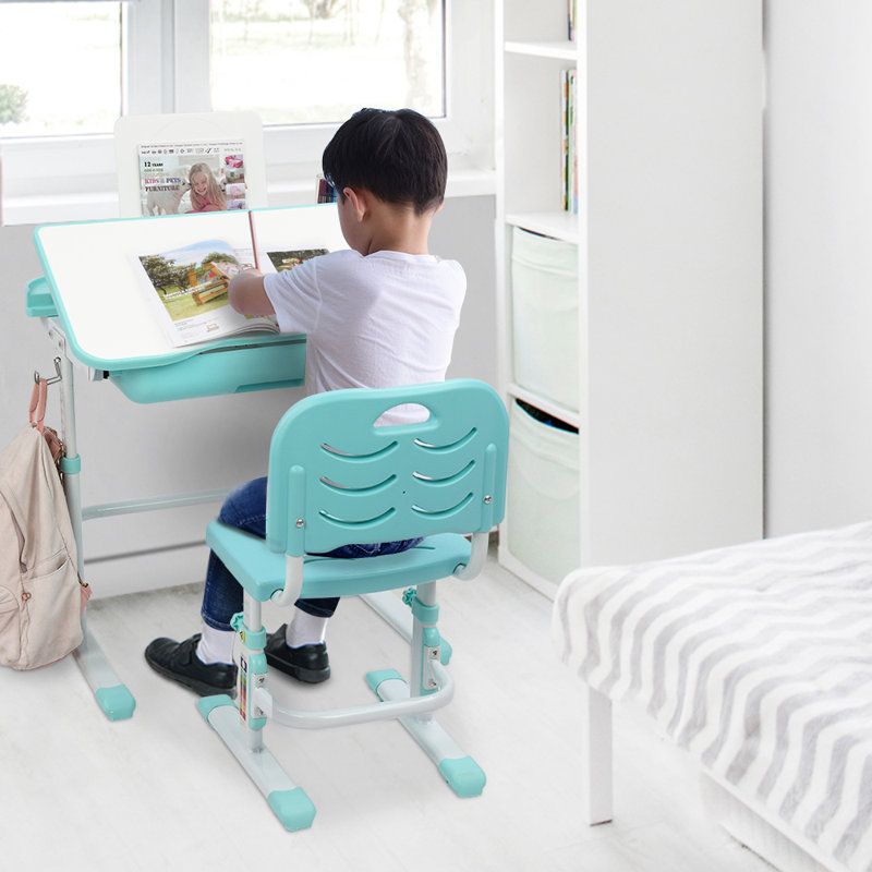 Ensemble de bureau d'écriture et de chaise pour enfants 27,56 po Lydney, Vert