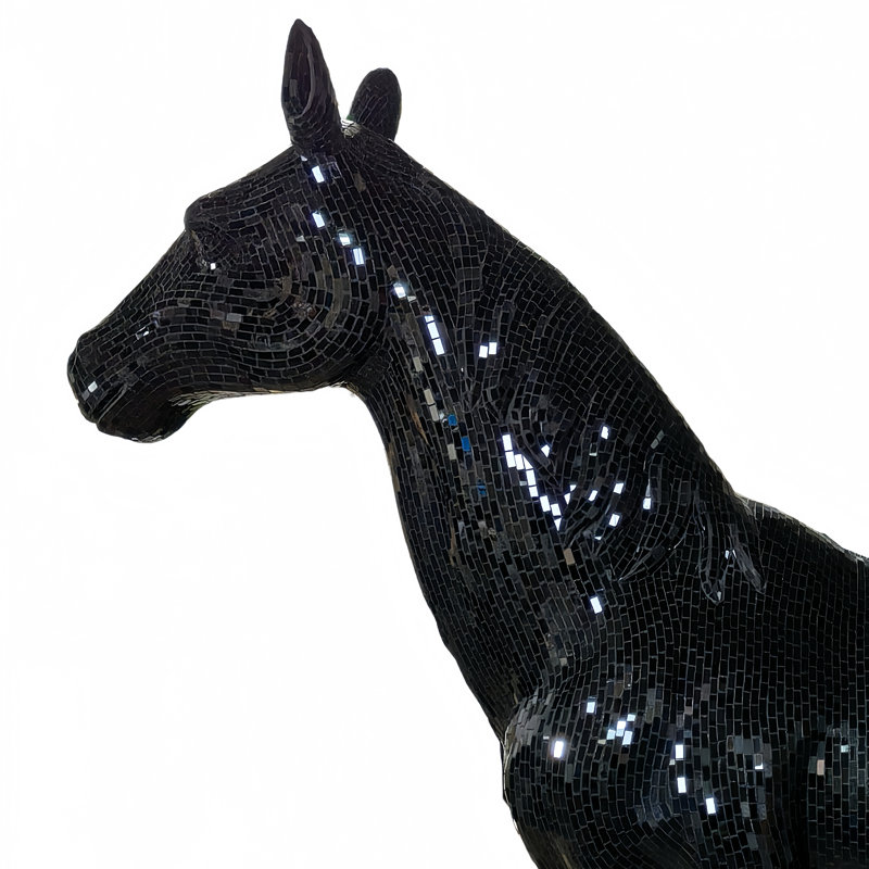 Grande statue de cheval 72 po, Black