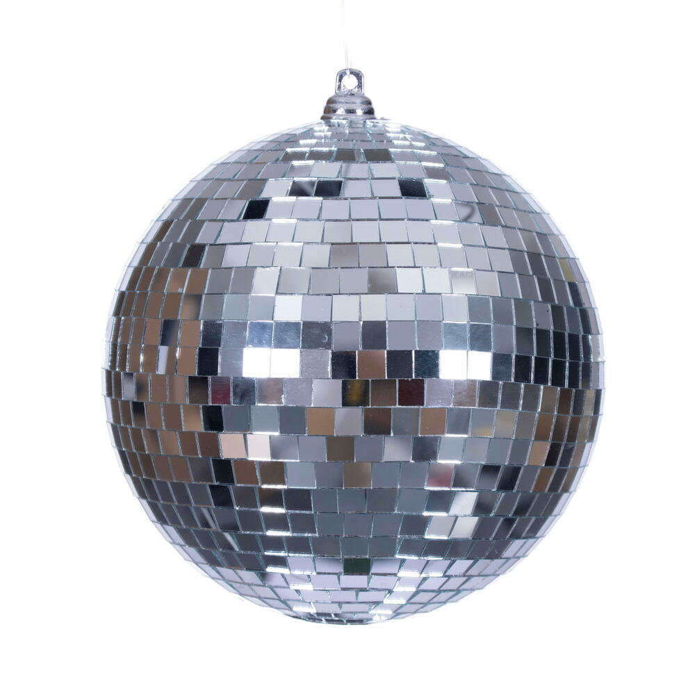 Mirror Ball Ornament, Silver, 4.75" H x 4.75" W x 4.75" D, 4