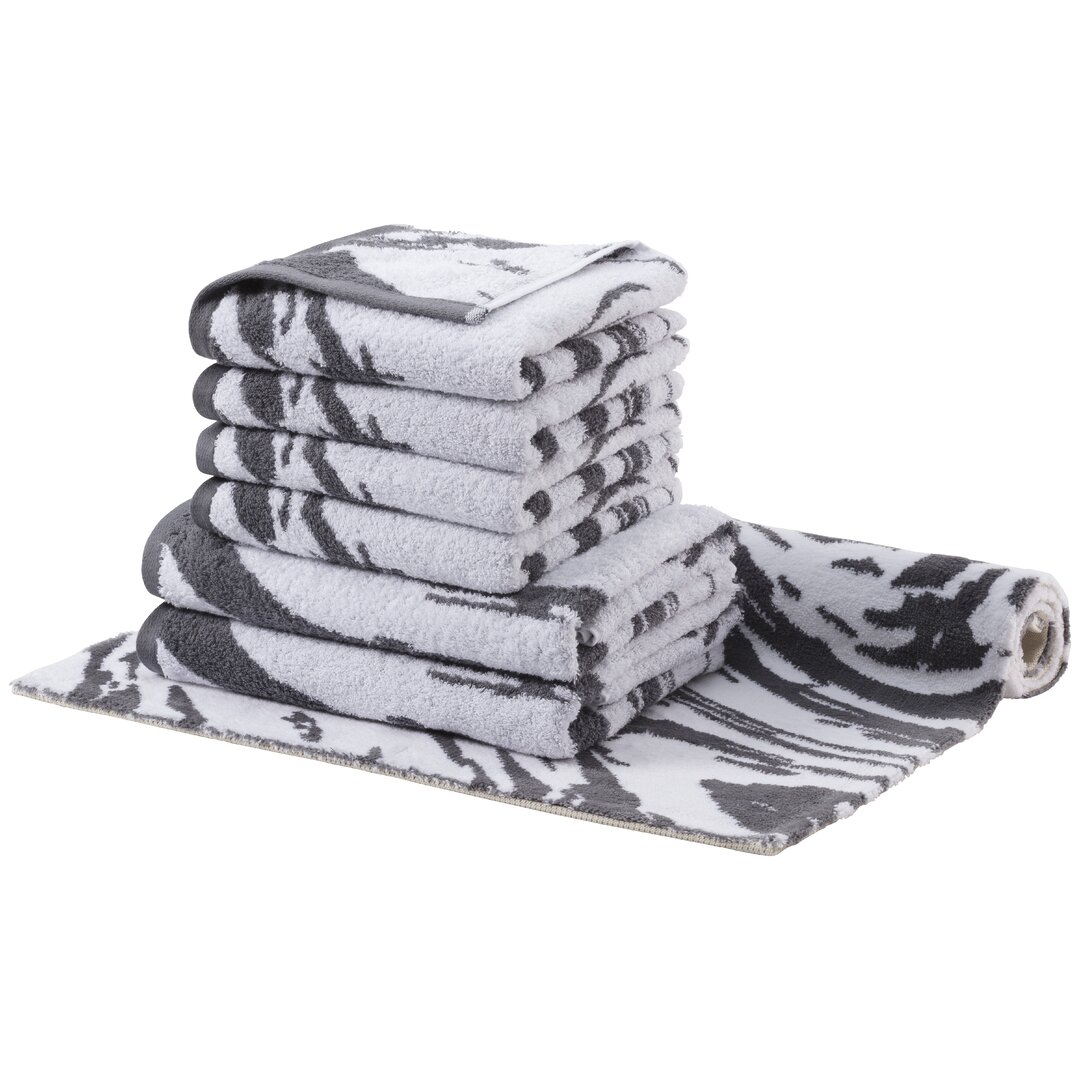 7-tlg. Handtuch Komplettset und Badteppich Marble Prestige