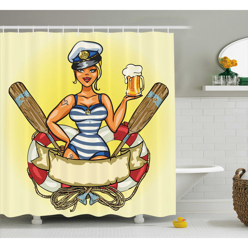 Rideau de douche simple marin fille pin Judith, H 75 po x l 69 po