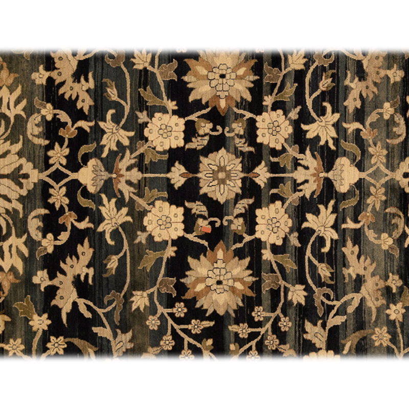 Tapis bleu et rouille de haute qualité noué à la main