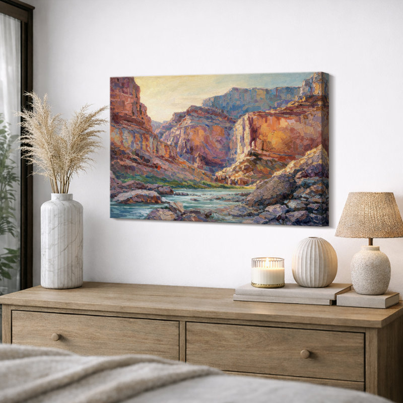 «Colorful Canyon River», reproduction d'art sur toile encadrée, impression sur toile, H 12 po x l 18 po, Toile tendue