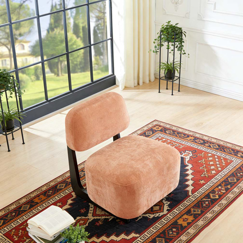 Chaise d'appoint moderne avec structure en bois massif, Orange