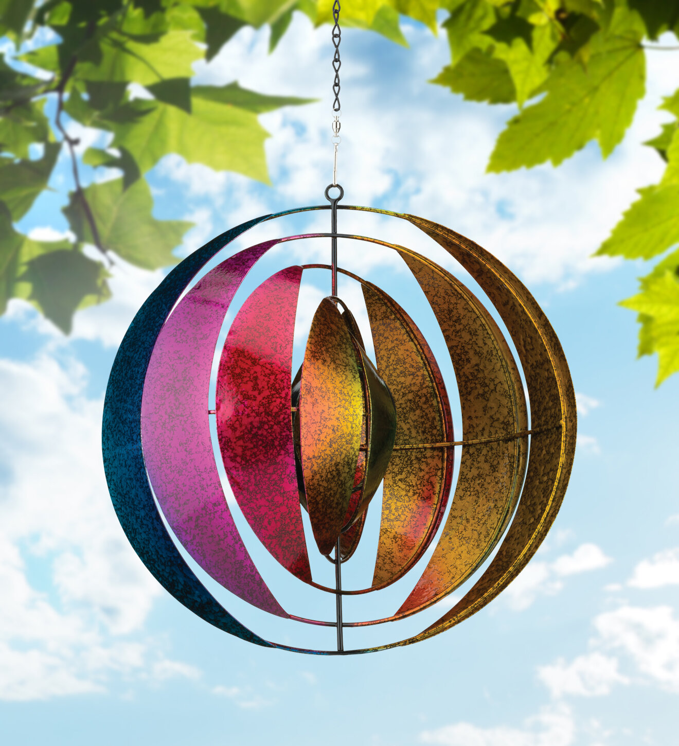 Hanging Spiral Wind Spinner with Solar Lights