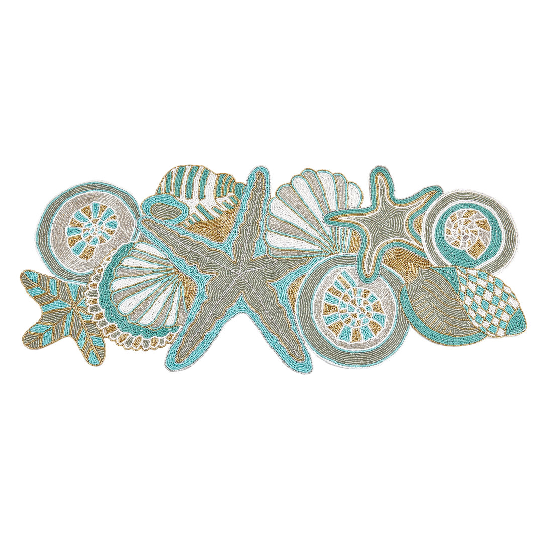 Table Runner With Sea Shell Beaded Design Saro