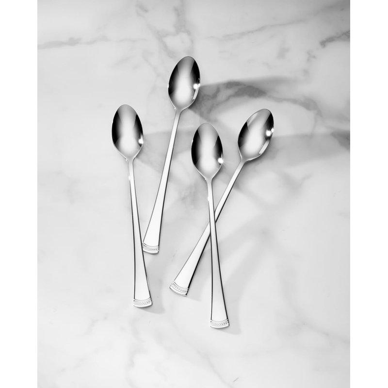 Lenox 896002 Portola Iced Stainless Steel Teaspoon, Dishwasher Safe, Set of 4
