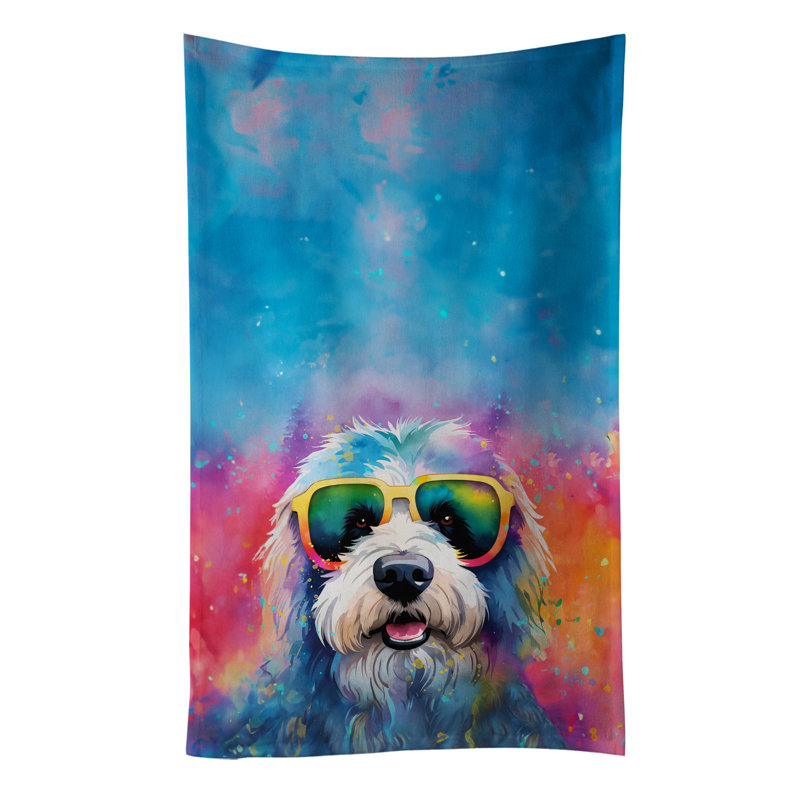 Old English Sheepdog Hippie Dawg Kitchen Towel